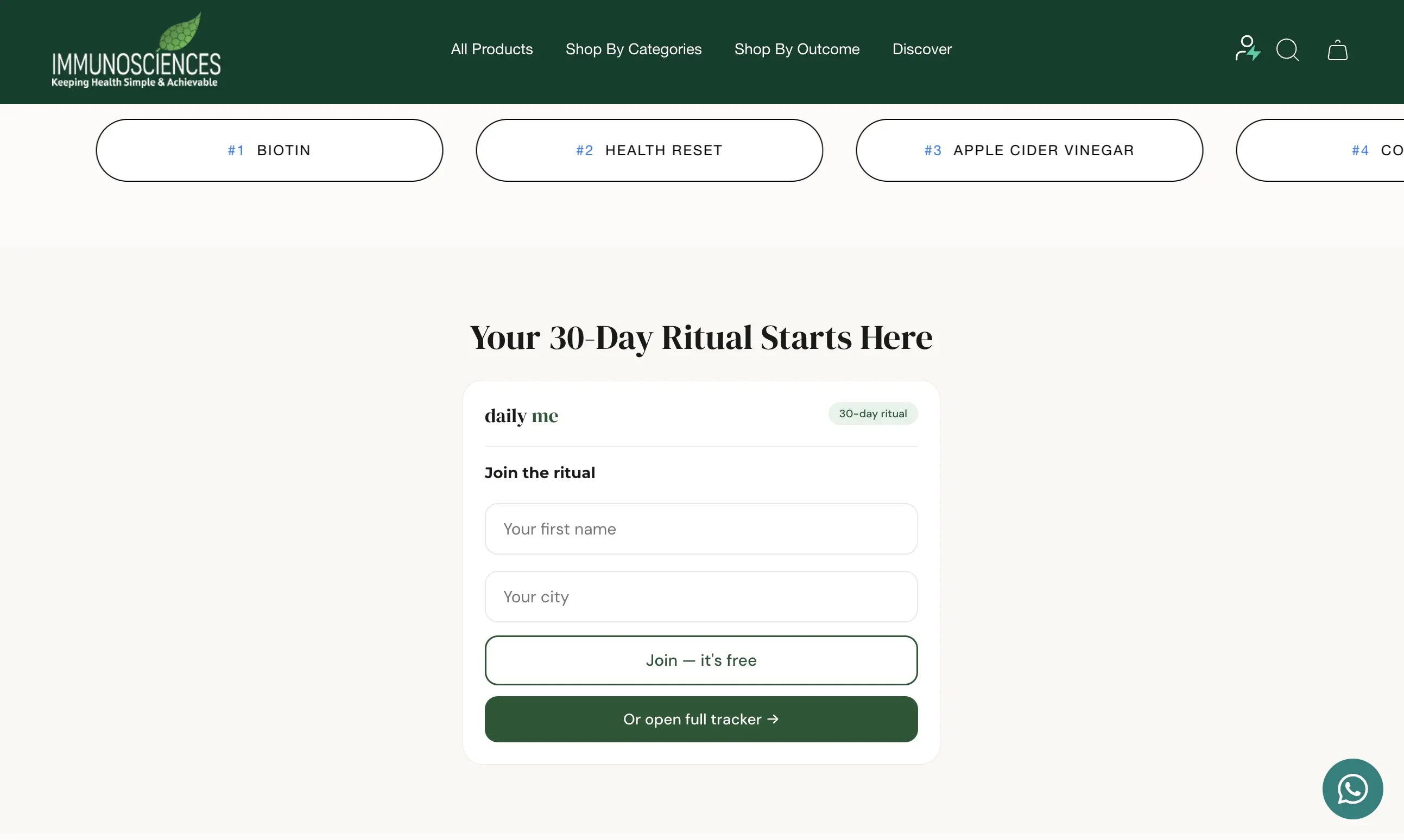 Immunosciences community ritual participation and daily check-in