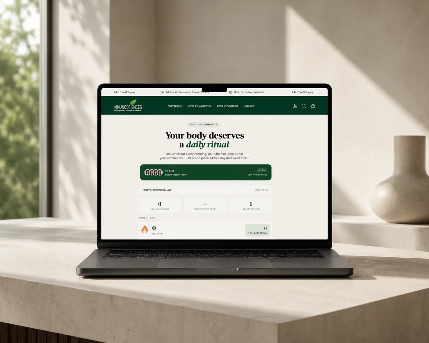 Immunosciences Daily Ritual Tracker product mockup