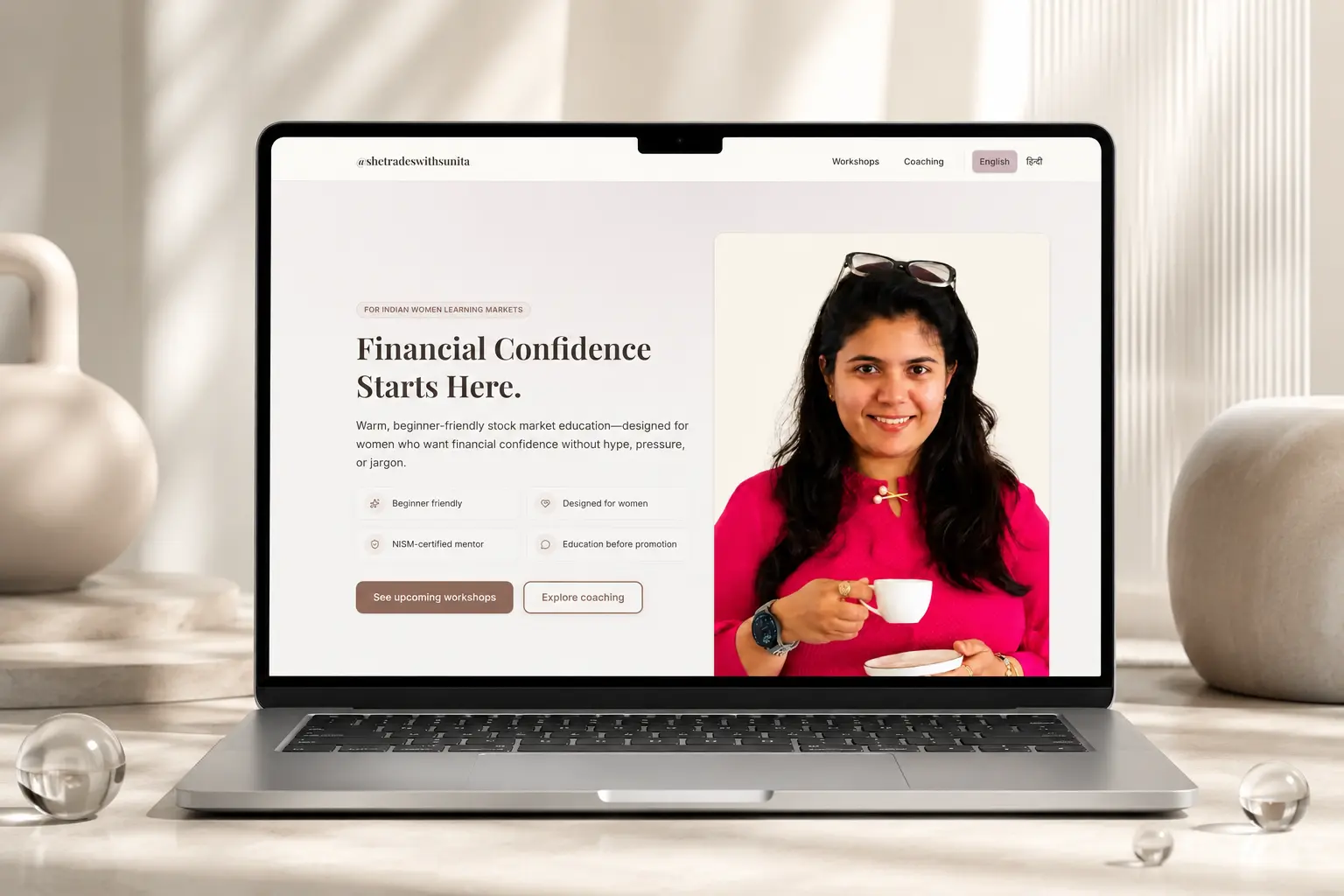 She Trades with Sunita creator website homepage