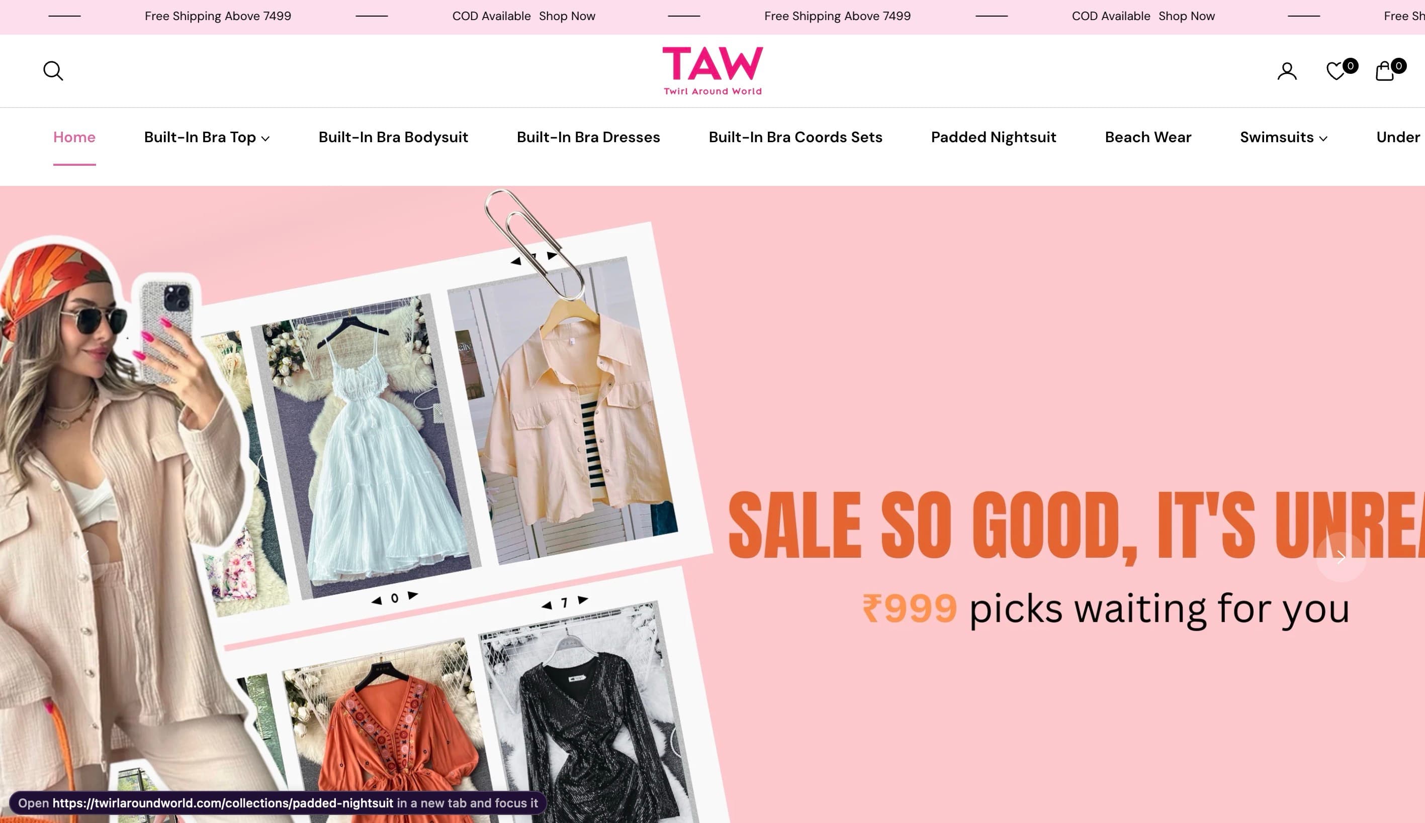 Twirl Around World ecommerce homepage