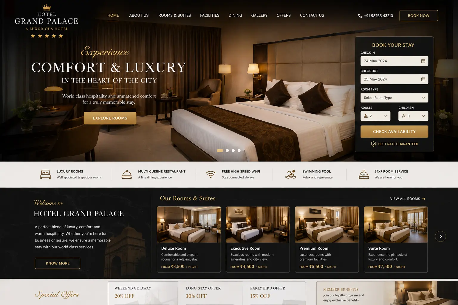Upgraded hotel website homepage
